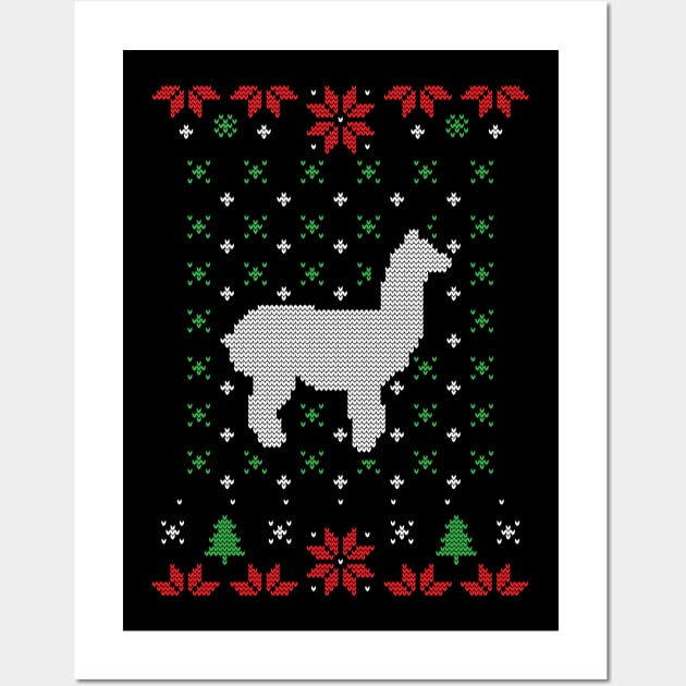 Funny Alpaca Llamas Ugly Christmas Sweater Wall Art by BadDesignCo